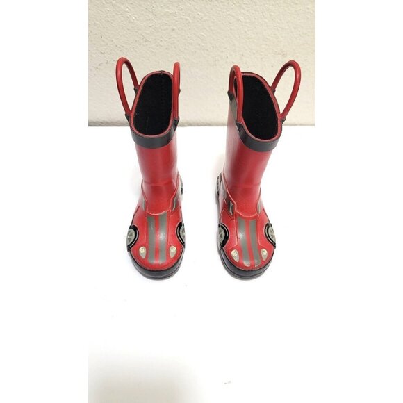 Target Cars Themed Kids Rain Boots Size 6 With Handles & Fun Racing Design - Picture 2 of 7